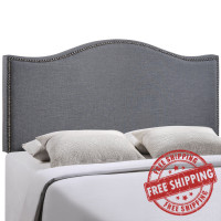 Modway MOD-5206-SMK Curl Queen Nailhead Upholstered Headboard in Smoke