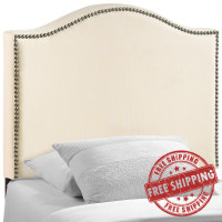 Modway MOD-5209-IVO Curl Twin Nailhead Upholstered Headboard in Ivory