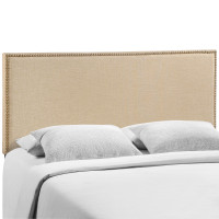 Modway MOD-5215-CAF Region Queen Nailhead Upholstered Headboard in Cafe