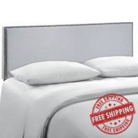 Modway MOD-5215-GRY Region Queen Nailhead Upholstered Headboard in Gray