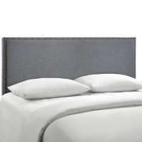 Modway MOD-5215-SMK Region Queen Nailhead Upholstered Headboard in Smoke