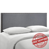 Modway MOD-5215-SMK Region Queen Nailhead Upholstered Headboard in Smoke