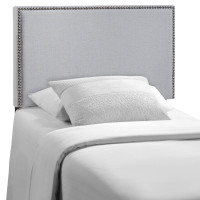 Modway MOD-5218-GRY Region Twin Nailhead Upholstered Headboard in Gray