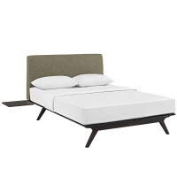 Modway MOD-5257-CAP-LAT-SET Tracy 3 Piece Queen Bedroom Set in Cappuccino Latte
