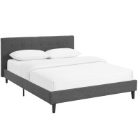 Modway MOD-5426-GRY Linnea Queen Fabric Bed in Gray