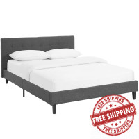 Modway MOD-5426-GRY Linnea Queen Fabric Bed in Gray