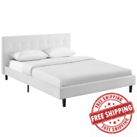 Modway MOD-5426-WHI Linnea Queen Fabric Bed