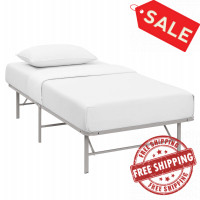 Modway MOD-5427-GRY Horizon Twin Stainless Steel Bed Frame in Gray