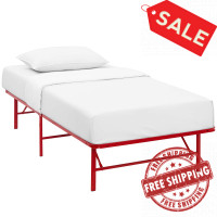 Modway MOD-5427-RED Horizon Twin Stainless Steel Bed Frame in Red