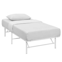 Modway MOD-5427-WHI Horizon Twin Stainless Steel Bed Frame in White