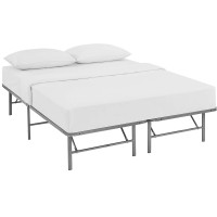 Modway MOD-5429-SLV Horizon Queen Stainless Steel Bed Frame in Silver