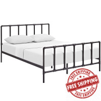 Modway MOD-5437-BRN Dower Queen Stainless Steel Bed in Brown