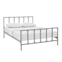 Modway MOD-5437-GRY Dower Queen Stainless Steel Bed in Gray