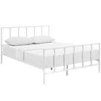 Modway MOD-5437-WHI Dower Queen Stainless Steel Bed in White