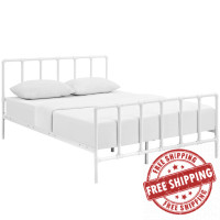 Modway MOD-5437-WHI Dower Queen Stainless Steel Bed in White