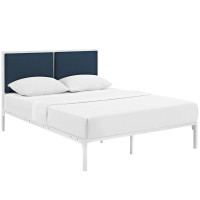 Modway MOD-5463-WHI-AZU Della King Fabric Bed in White Azure