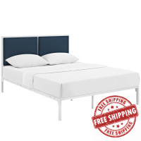 Modway MOD-5463-WHI-AZU Della King Fabric Bed in White Azure