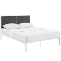 Modway MOD-5463-WHI-GRY Della King Fabric Bed in White Gray