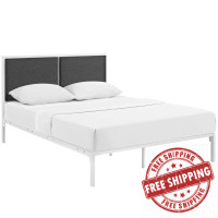 Modway MOD-5463-WHI-GRY Della King Fabric Bed in White Gray