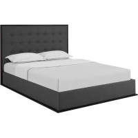 Modway MOD-5499-CAP-SMK Madeline Queen Upholstered Bed Frame in Cappuccino Smoke