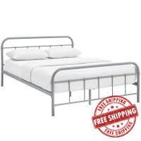 Modway MOD-5533-GRY-SET Maisie Queen Stainless Steel Bed Frame