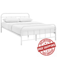 Modway MOD-5533-WHI-SET Maisie Queen Stainless Steel Bed Frame