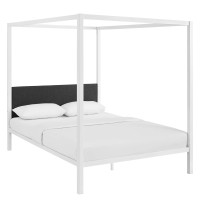 Modway MOD-5570-WHI-GRY Raina Queen Canopy Bed Frame