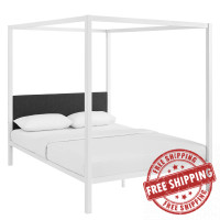 Modway MOD-5570-WHI-GRY Raina Queen Canopy Bed Frame