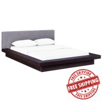 Modway MOD-5721-CAP-GRY-SET Freja Queen Fabric Platform Bed in Cappuccino Gray