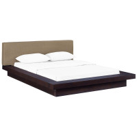 Modway MOD-5721-CAP-LAT-SET Freja Queen Fabric Platform Bed in Cappuccino Latte