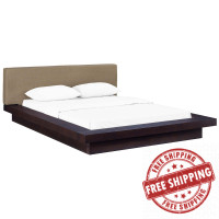 Modway MOD-5721-CAP-LAT-SET Freja Queen Fabric Platform Bed in Cappuccino Latte