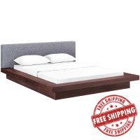 Modway MOD-5721-WAL-GRY-SET Freja Queen Fabric Platform Bed in Walnut Gray