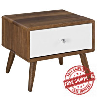 Modway MOD-5731-WAL-WHI Transmit Nightstand