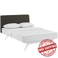 Modway MOD-5766-WHI-BRN Tracy Queen Bed White Brown
