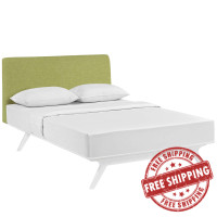 Modway MOD-5766-WHI-GRN Tracy Queen Bed White Green