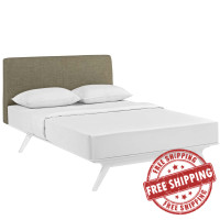 Modway MOD-5766-WHI-LAT Tracy Queen Bed White Latte