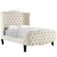 Modway MOD-5804-IVO Violette Queen Tufted Wingback Performance Velvet Platform Bed