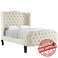 Modway MOD-5804-IVO Violette Queen Tufted Wingback Performance Velvet Platform Bed