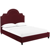 Modway MOD-5812-MAR Primrose Queen Performance Velvet Platform Bed