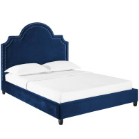 Modway MOD-5812-NAV Primrose Queen Performance Velvet Platform Bed