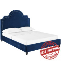 Modway MOD-5812-NAV Primrose Queen Performance Velvet Platform Bed