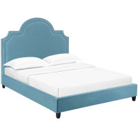 Modway MOD-5812-SEA Primrose Queen Performance Velvet Platform Bed