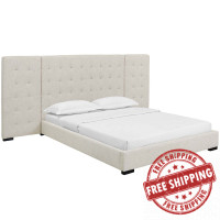 Modway MOD-5818-BEI Sierra Queen Upholstered Fabric Platform Bed