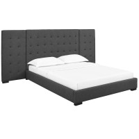 Modway MOD-5818-GRY Sierra Queen Upholstered Fabric Platform Bed