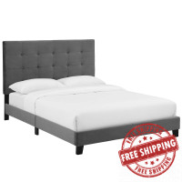Modway MOD-5822-GRY Melanie Queen Tufted Button Upholstered Performance Velvet Platform Bed