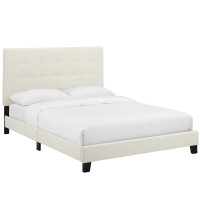 Modway MOD-5822-IVO Melanie Queen Tufted Button Upholstered Performance Velvet Platform Bed