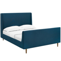 Modway MOD-5824-AZU Aubree Queen Upholstered Fabric Sleigh Platform Bed