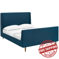 Modway MOD-5824-AZU Aubree Queen Upholstered Fabric Sleigh Platform Bed