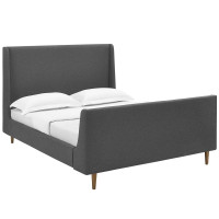 Modway MOD-5824-GRY Aubree Queen Upholstered Fabric Sleigh Platform Bed