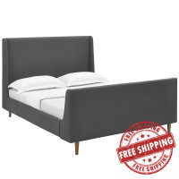 Modway MOD-5824-GRY Aubree Queen Upholstered Fabric Sleigh Platform Bed